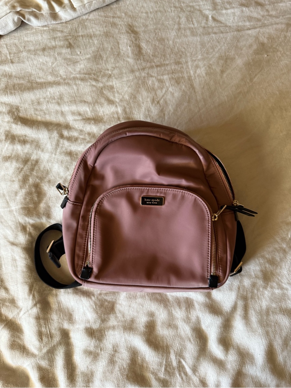 kate spade Rose Pink Mini Nylon Backpack with Gold Hardware